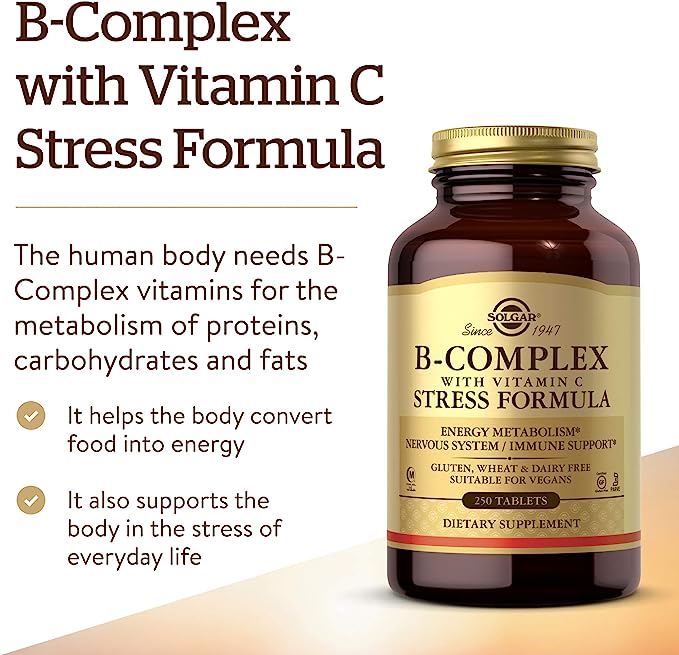 Solgar B Complex with Vitamin C Stress Formula 250 Tablets 4